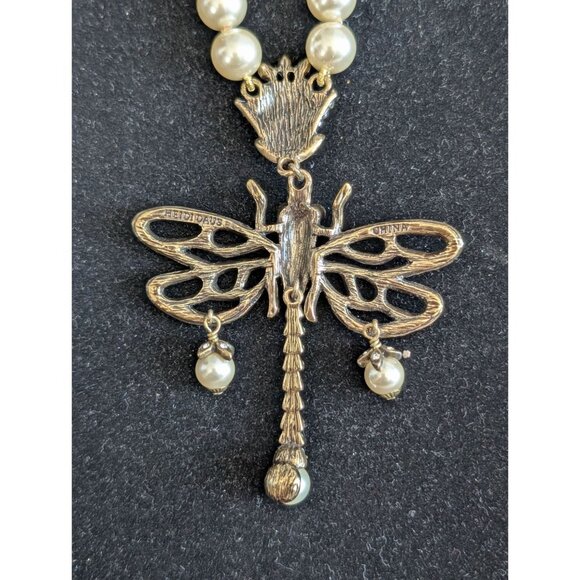 Heidi Daus Pearl Rhinestone Dragonfly Pendant Necklace - Picture 4 of 15